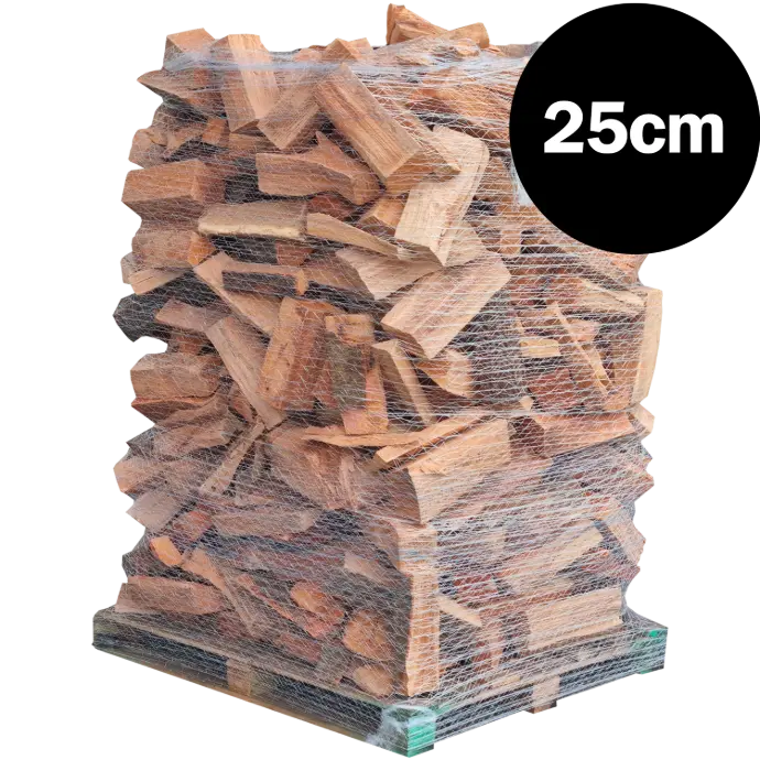 Palette filmée de bois de chauffage sec 25cm